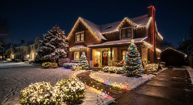Christmas Lights Hanging in Olathe, KS
