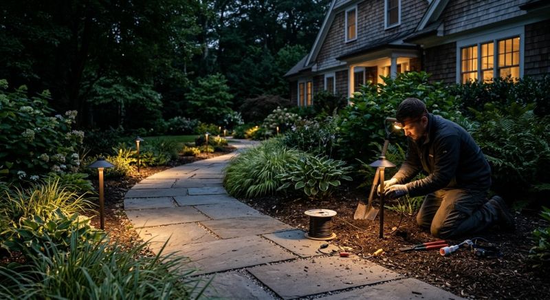 Courtyard Light Installation in Overland Park, KS