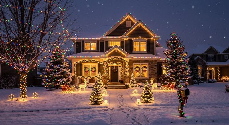 Holiday Lights Hanging in Overland Park, KS